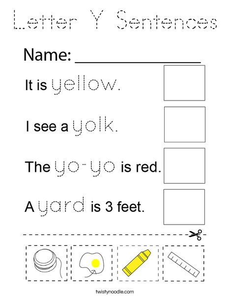 Letter Y  Sentences Coloring Page