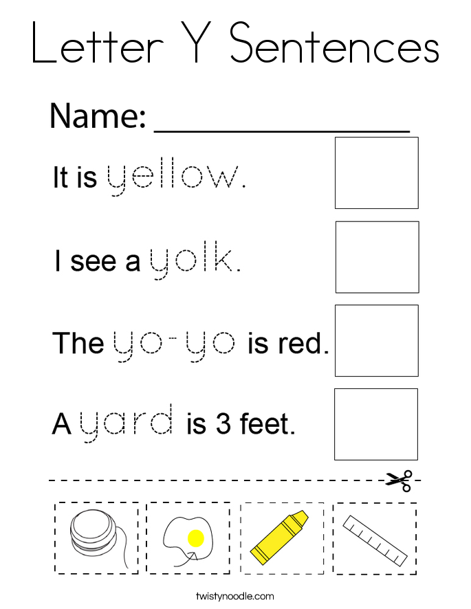 Letter Y Sentences Coloring Page