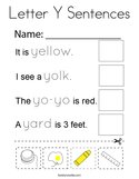 Letter Y Sentences Coloring Page