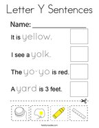 Letter Y Sentences Coloring Page