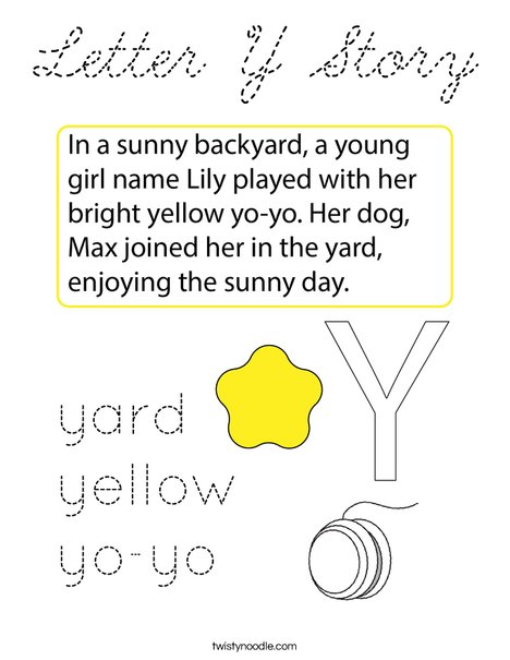 Letter Y Story Coloring Page