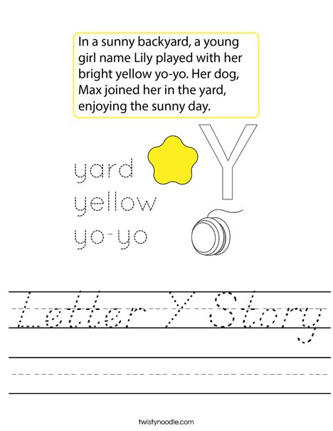 Letter Y Story Worksheet