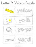 Letter Y Words Puzzle Coloring Page