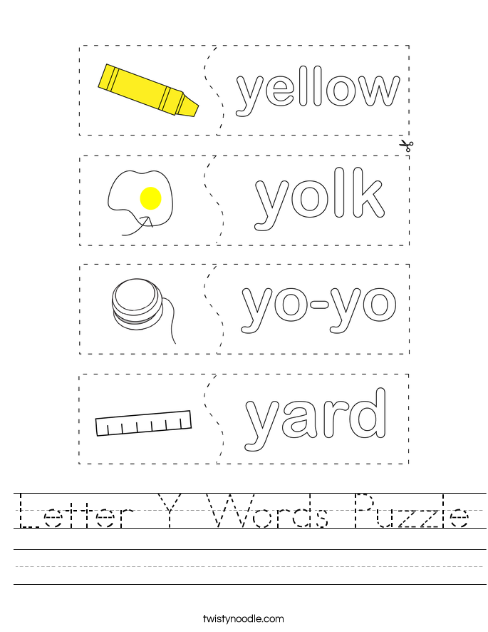 Letter Y Words Puzzle Worksheet