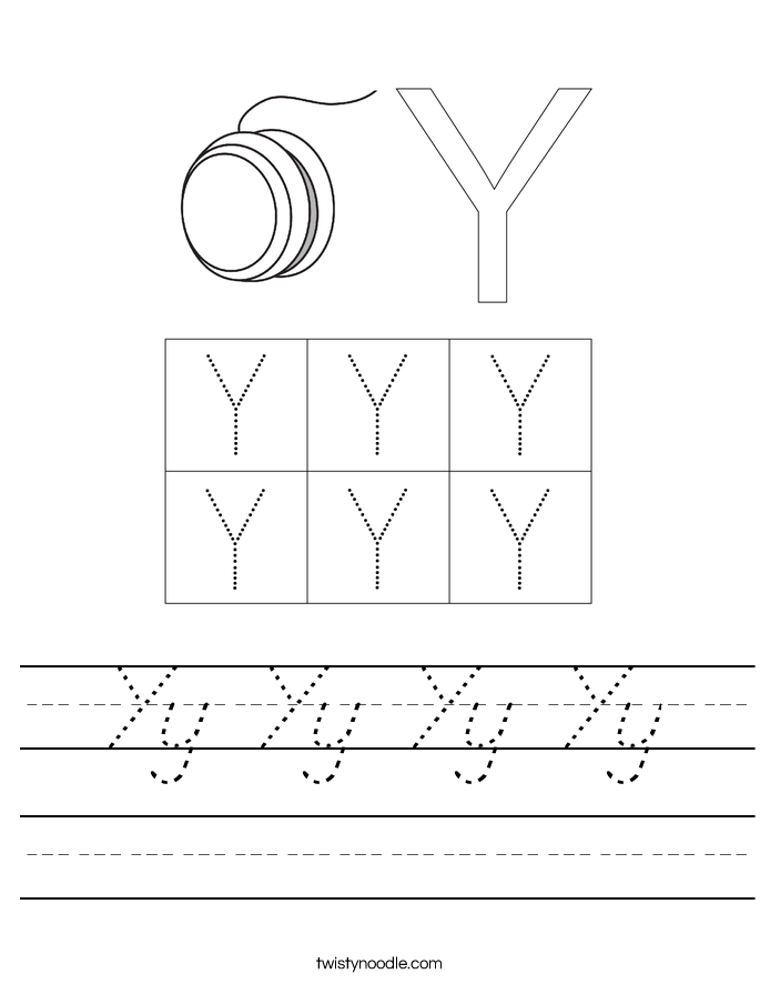 Yy Yy Yy Yy Worksheet - D'Nealian - Twisty Noodle