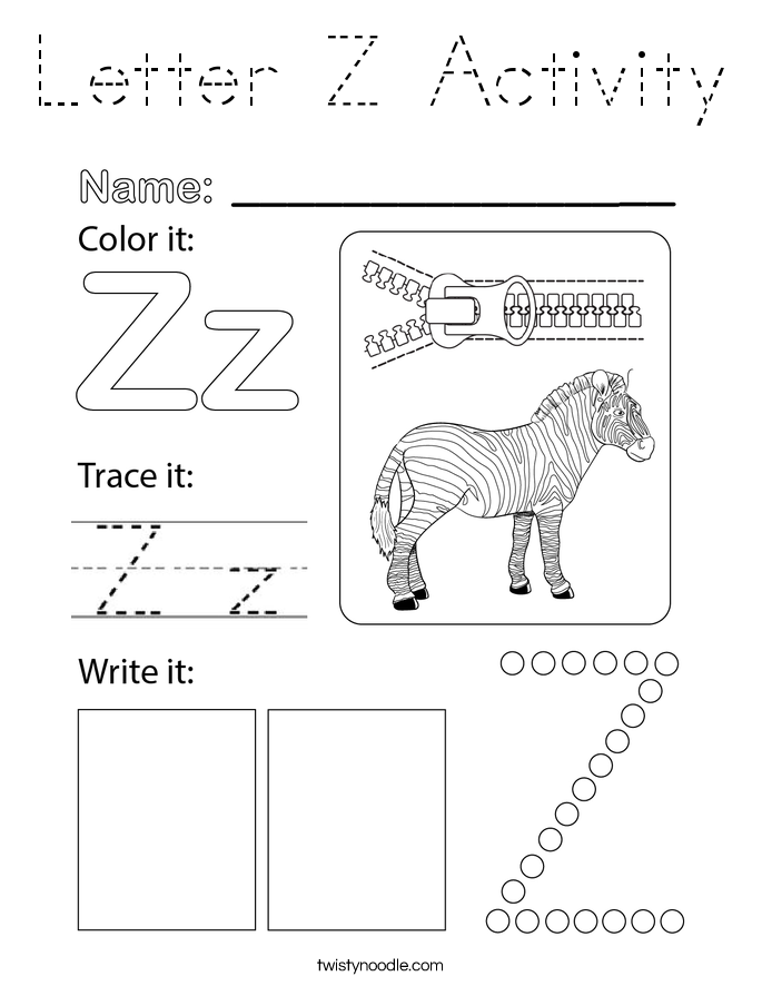 Letter Z Activity Coloring Page