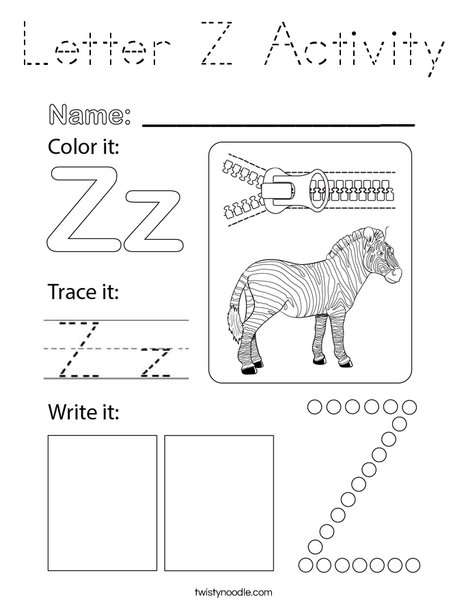 Letter Z Activity Coloring Page