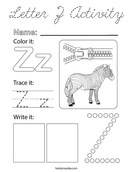 Letter Z Activity Coloring Page
