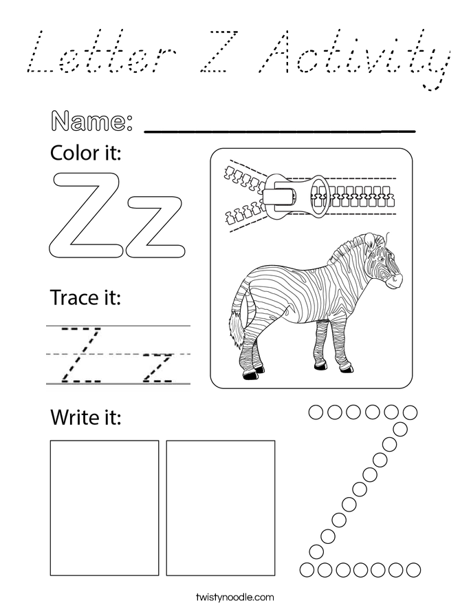 Letter Z Activity Coloring Page