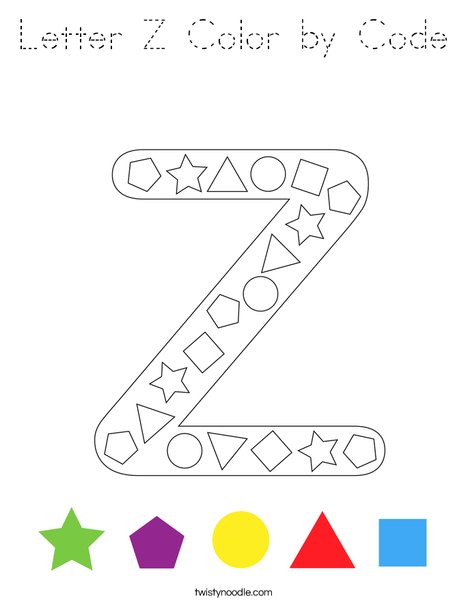 Letter Z Color by Code Coloring Page