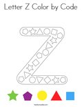 Letter Z Color by Code Coloring Page