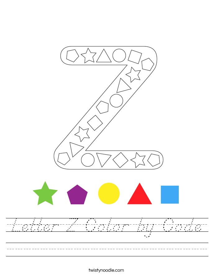 Letter Z Color by Code Worksheet