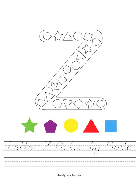 Letter Z Color by Code Worksheet