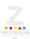 Letter Z Color by Code Worksheet