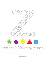 Letter Z Color by Code Handwriting Sheet