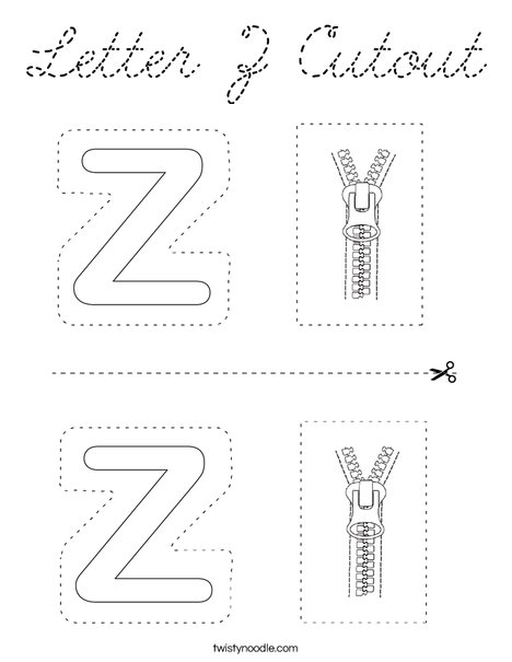 Letter Z Cutout Coloring Page