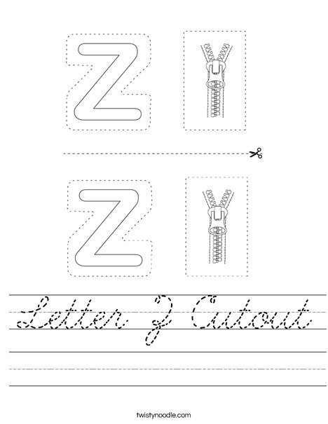 Letter Z Cutout Worksheet