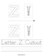Letter Z Cutout Handwriting Sheet