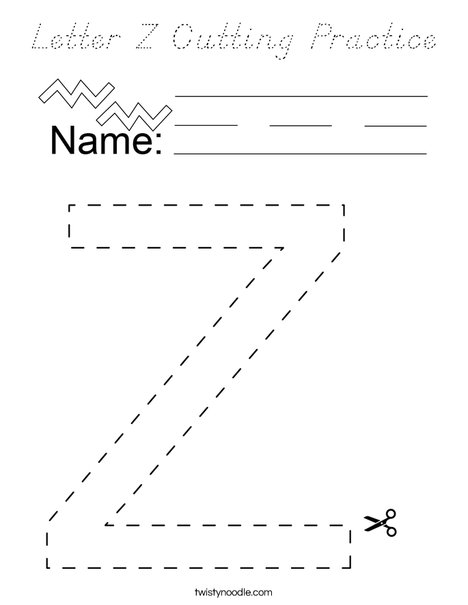 Letter Z Cutting Practice Coloring Page