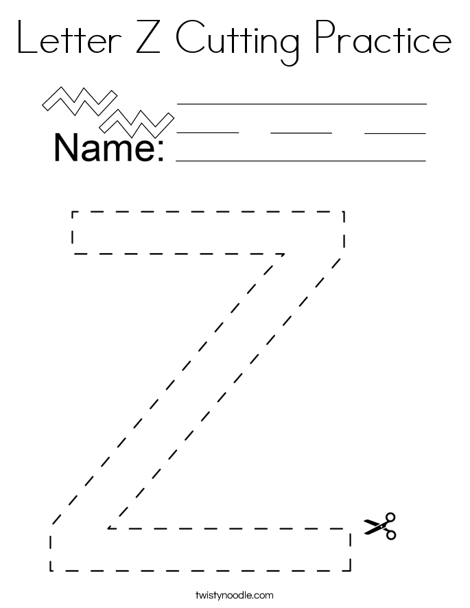 Letter Z Cutting Practice Coloring Page