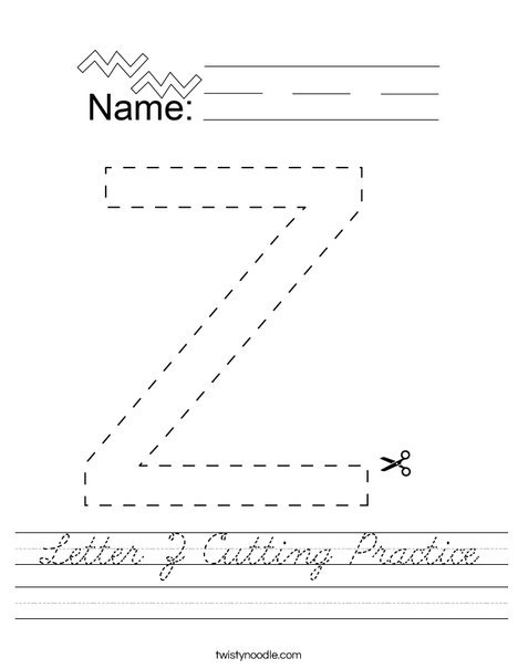 Letter Z Cutting Practice Worksheet