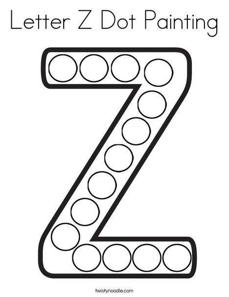 letter z dot painting coloring page twisty noodle