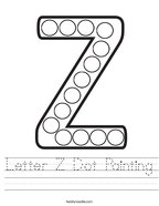 Letter Z Dot Painting Handwriting Sheet