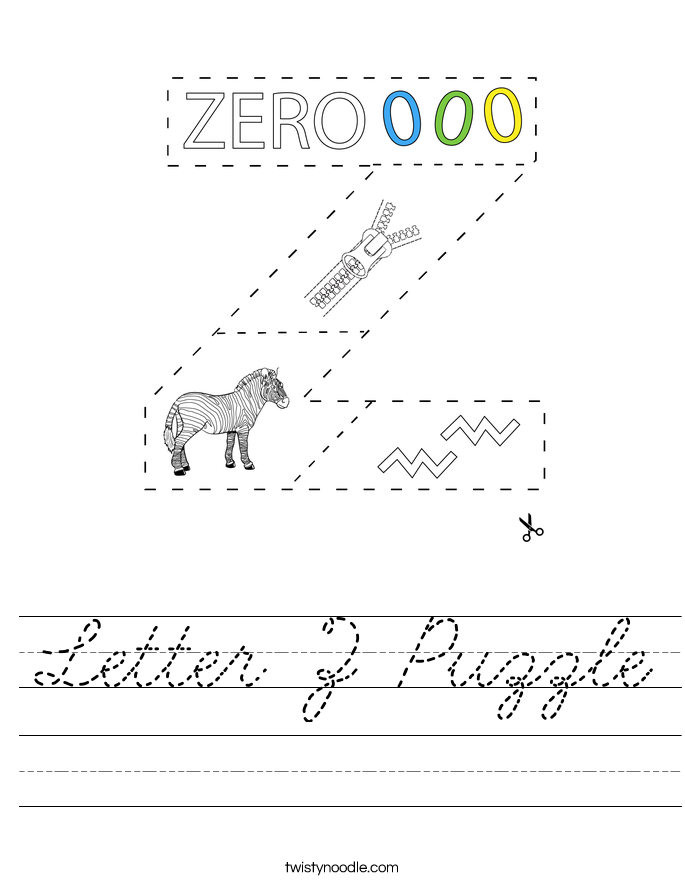Letter Z Puzzle Worksheet