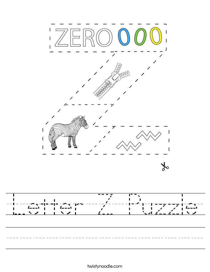 Letter Z Puzzle Worksheet - Twisty Noodle
