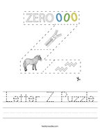 Letter Z Puzzle Handwriting Sheet