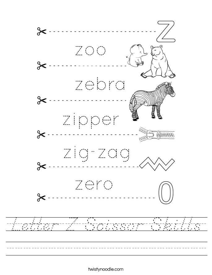 Letter Z Scissor Skills Worksheet