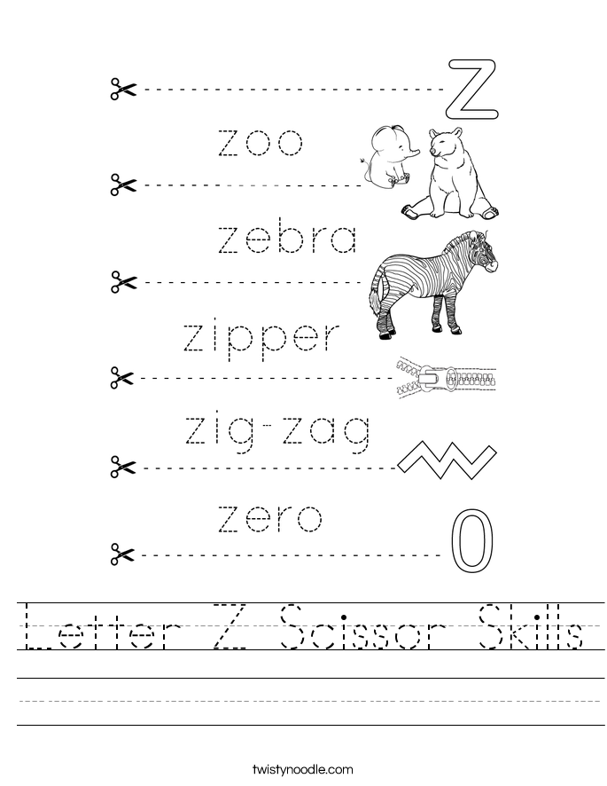 Letter Z Scissor Skills Worksheet