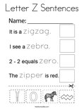 Letter Z Sentences Coloring Page