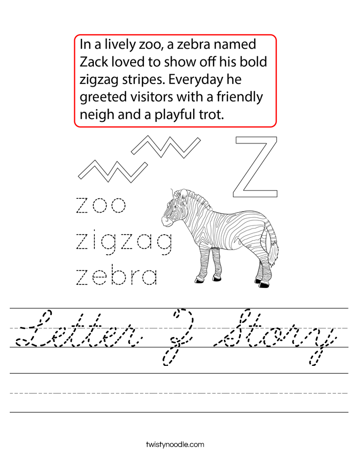 Letter Z Story Worksheet