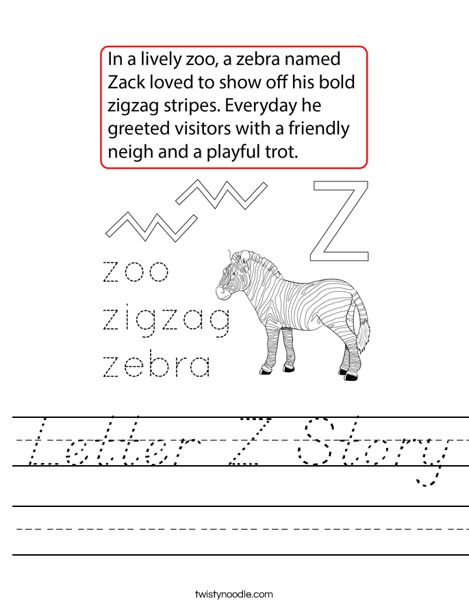 Letter Z Story Worksheet