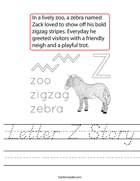 Letter Z Story Worksheet