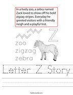 Letter Z Story Handwriting Sheet
