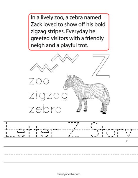 Letter Z Story Worksheet
