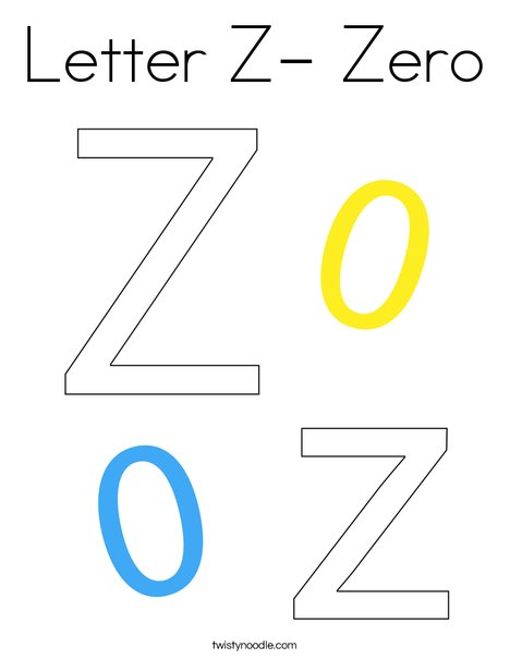 Letter Z- Zero Coloring Page