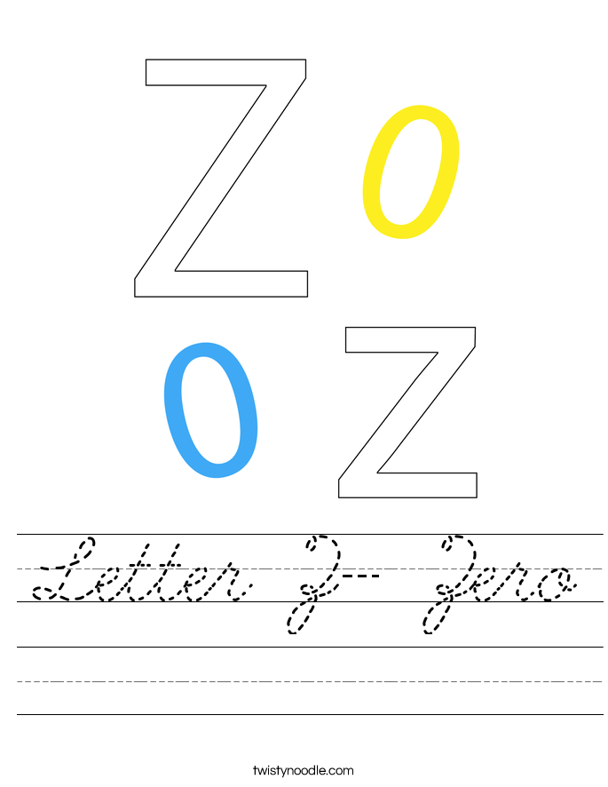 Letter Z- Zero Worksheet