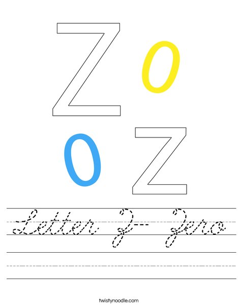 Letter Z- Zero Worksheet