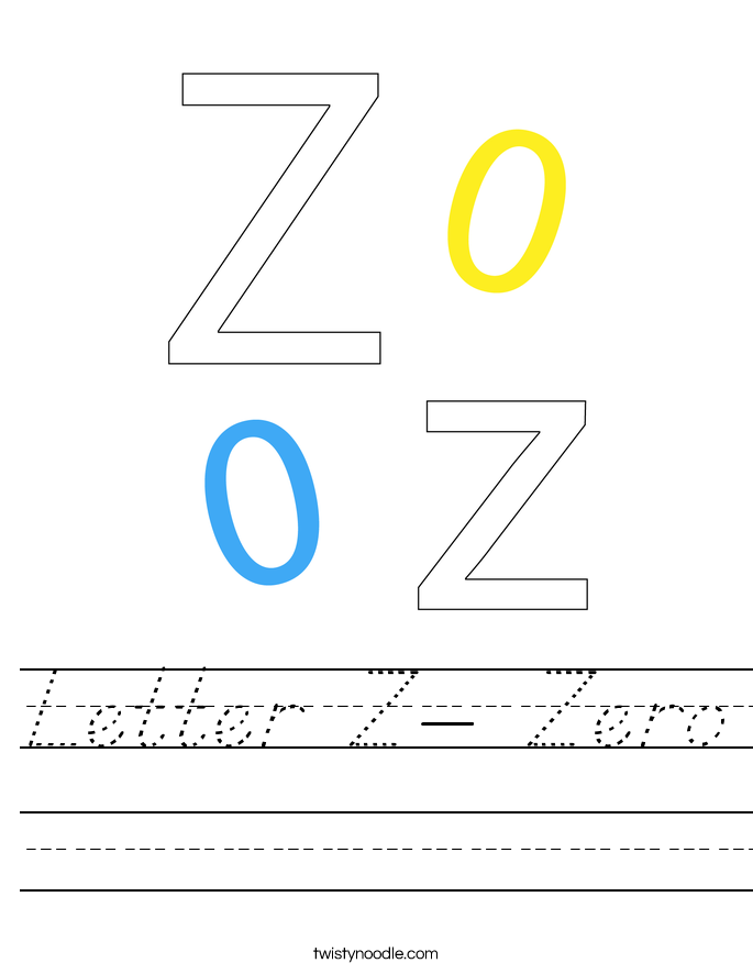 Letter Z- Zero Worksheet
