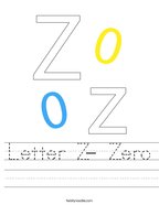 Letter Z- Zero Handwriting Sheet