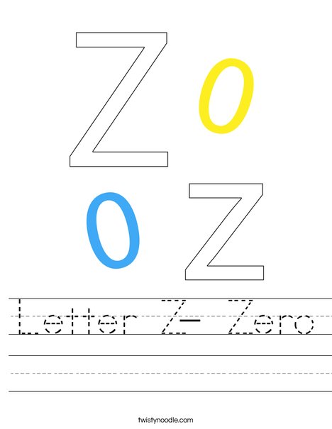 Letter Z- Zero Worksheet