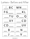 Letters- Before and After Coloring Page