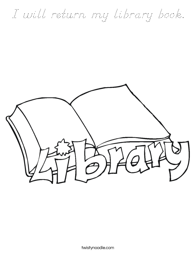 I will return my library book. Coloring Page