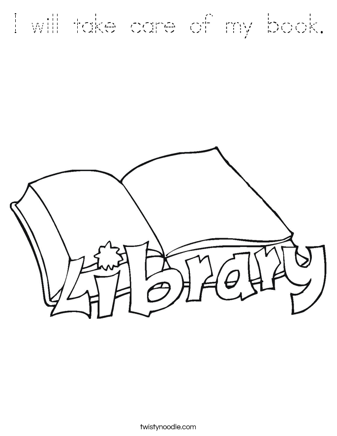 I will take care of my book. Coloring Page
