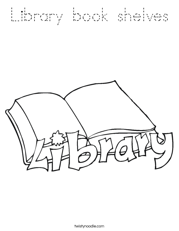Library book shelves Coloring Page