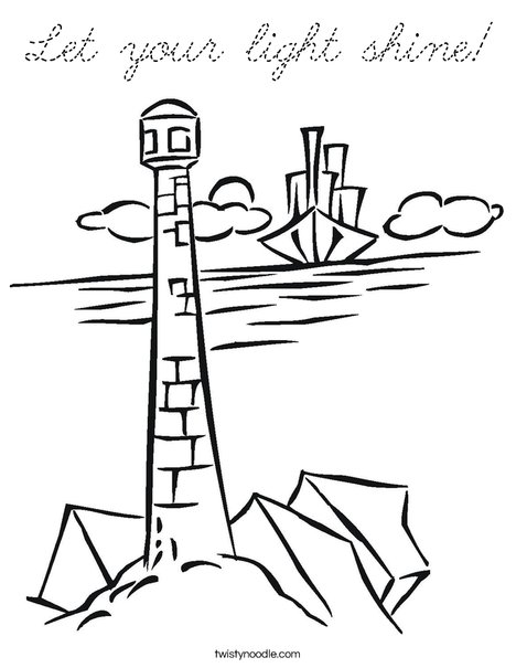 Lighthouse and Ship Coloring Page