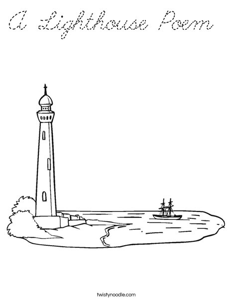 Lighthouse at Coastline Coloring Page